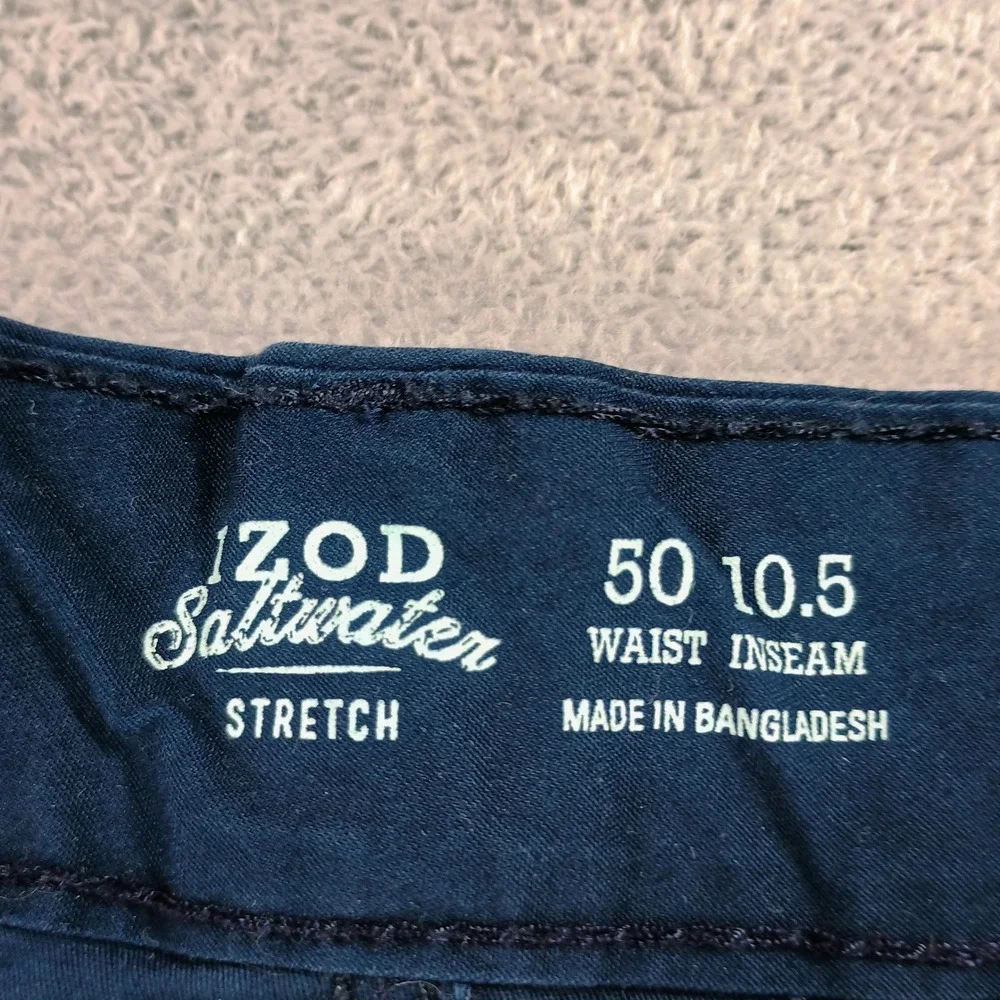 IZOD Mens‎ Saltwater Stretch Cargo Shorts Navy Blue 50 Utility Pockets
